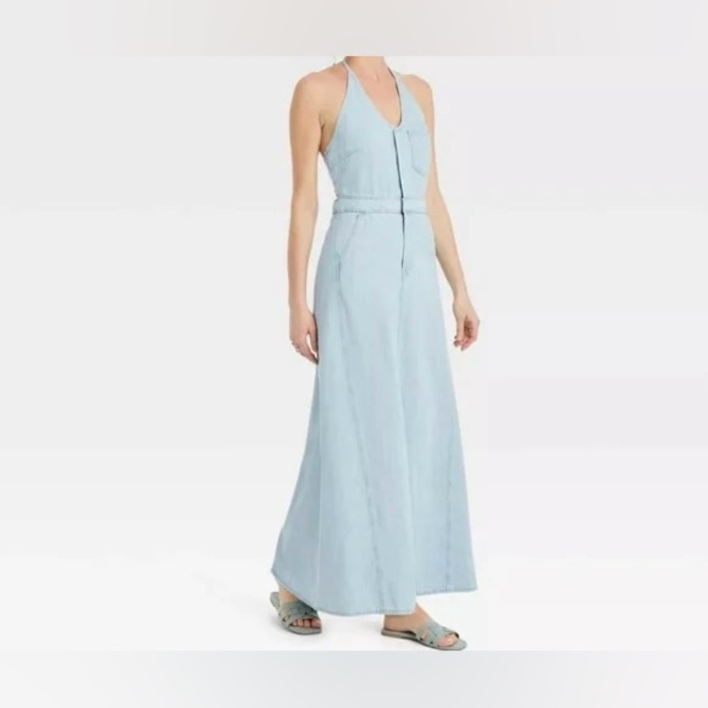 Universal Thread Light Blue Halter Maxi Dress NWT - image 1